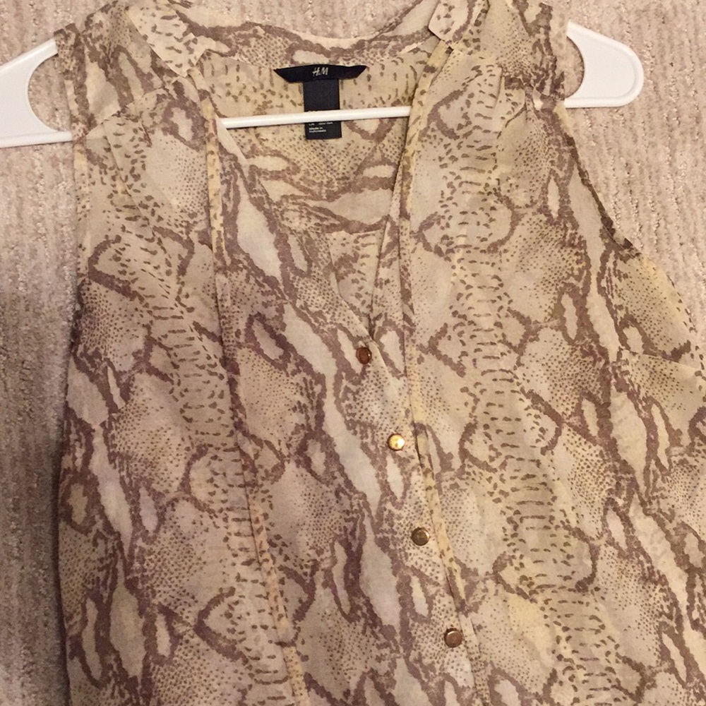 H&M animal print tank w/ gold buttons
